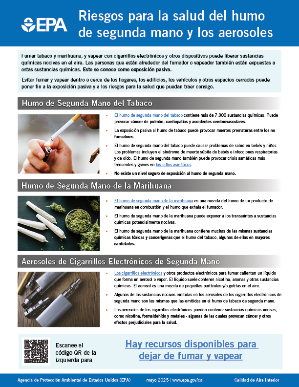Riesgos para la salud del humo de segunda mano y los aerosoles